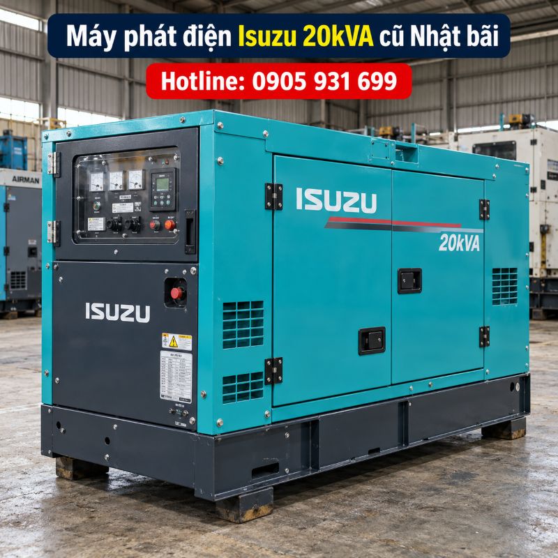Máy phát điện Isuzu 20kVA cũ Nhật bãi