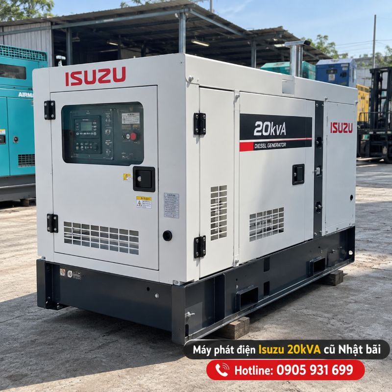 Máy phát điện Isuzu 20kVA cũ Nhật bãi
