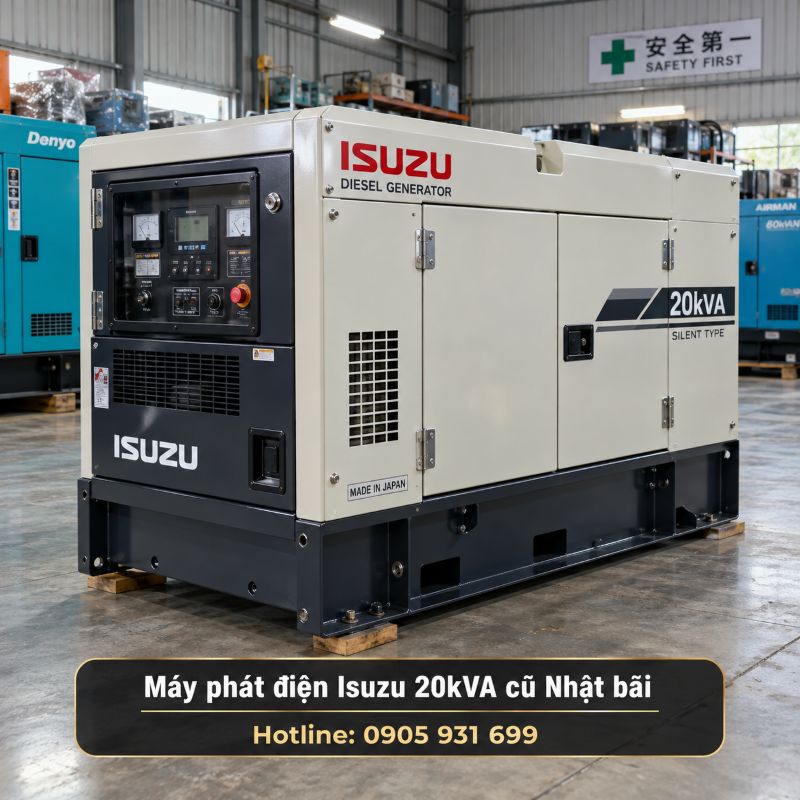 Máy phát điện Isuzu 20kVA cũ Nhật bãi