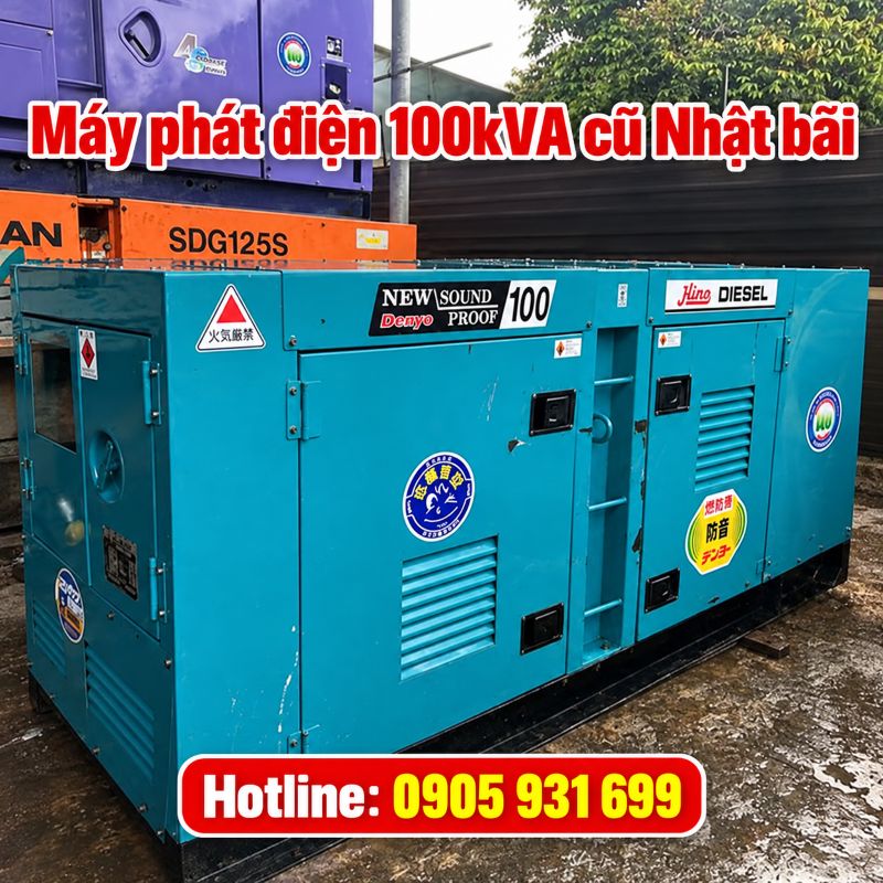 Máy phát điện 100kVA cũ Nhật bãi - Chạy dầu 3 pha, giá tốt TPHCM