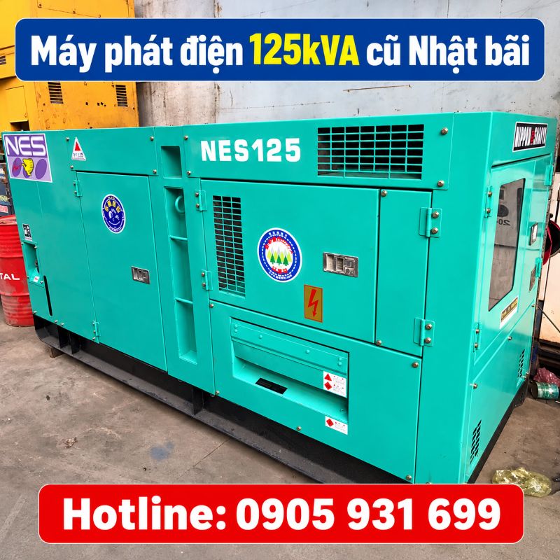 Máy phát điện 125kVA cũ Nhật bãi - Chạy dầu 3 pha, giá tốt TPHCM