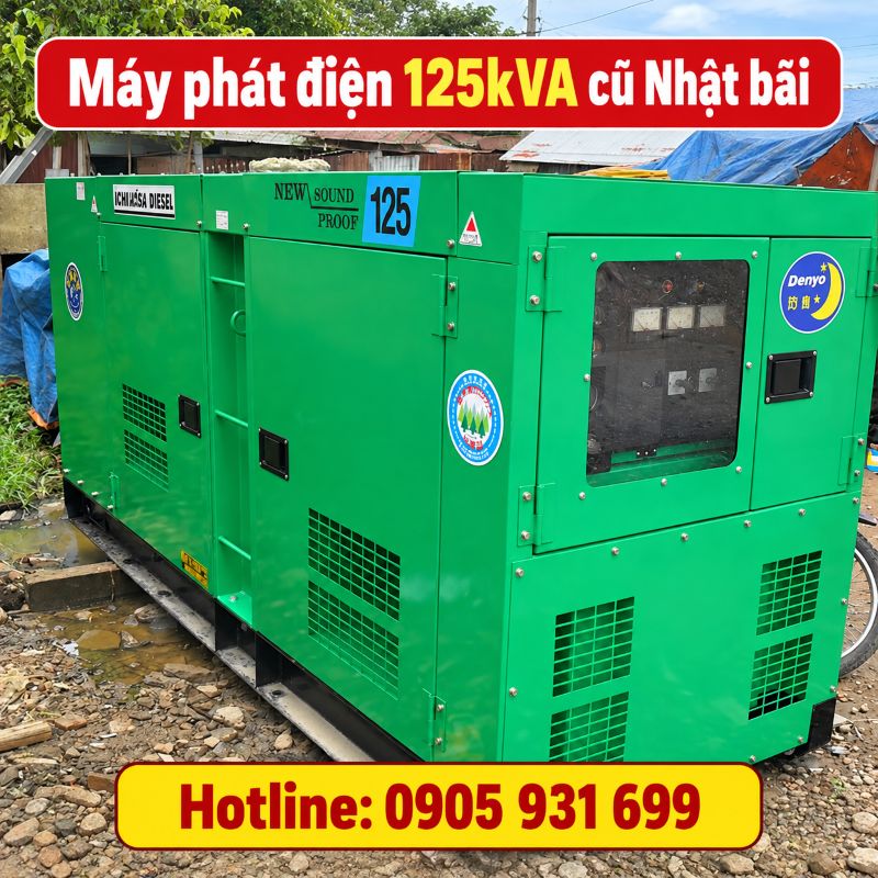 Máy phát điện 125kVA cũ Nhật bãi - Chạy dầu 3 pha, giá tốt TPHCM