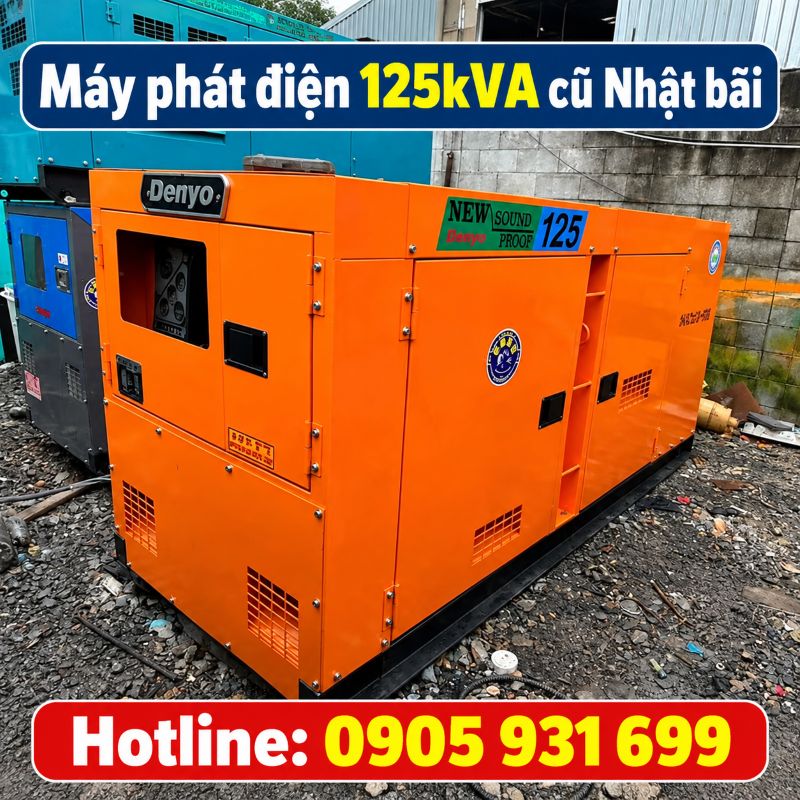 Máy phát điện 125kVA cũ Nhật bãi - Chạy dầu 3 pha, giá tốt TPHCM