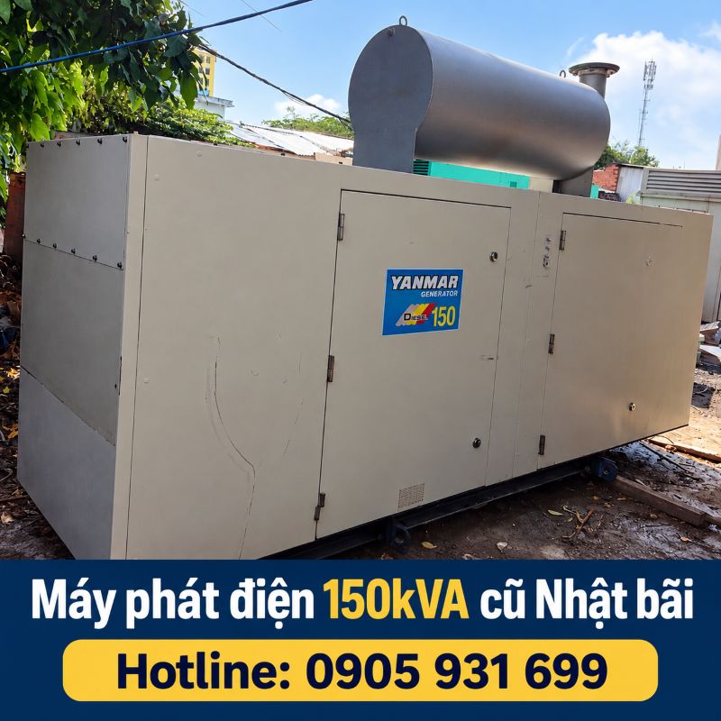 Máy phát điện 150kVA cũ Nhật bãi - Chạy dầu 3 pha, giá tốt TPHCM