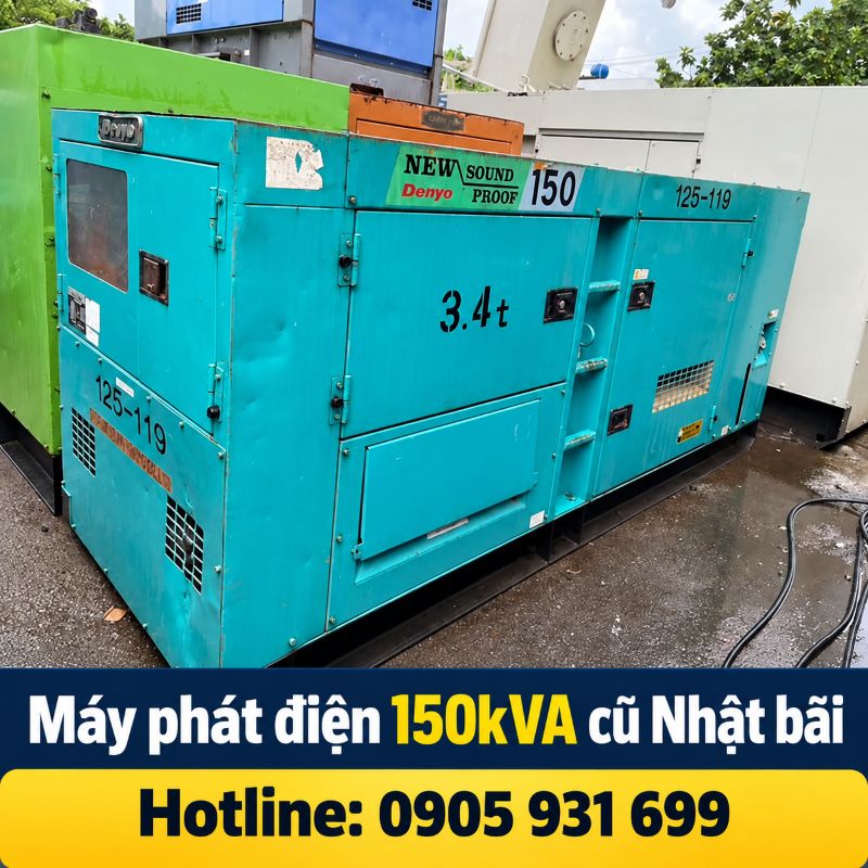 Máy phát điện 150kVA cũ Nhật bãi - Chạy dầu 3 pha, giá tốt TPHCM