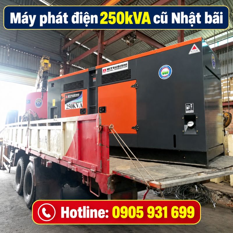 Máy phát điện 250kVA cũ Nhật bãi – Chạy dầu 3 pha, giá tốt TPHCM