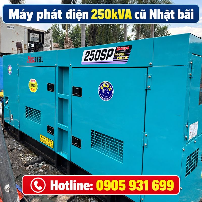 Máy phát điện 250kVA cũ Nhật bãi – Chạy dầu 3 pha, giá tốt TPHCM