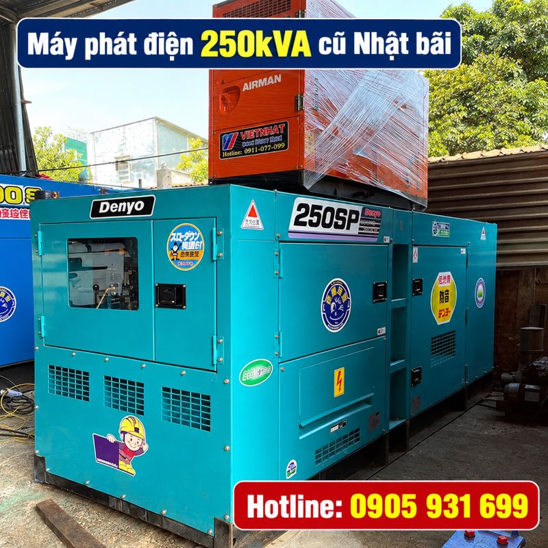 Máy phát điện 250kVA cũ Nhật bãi – Chạy dầu 3 pha, giá tốt TPHCM