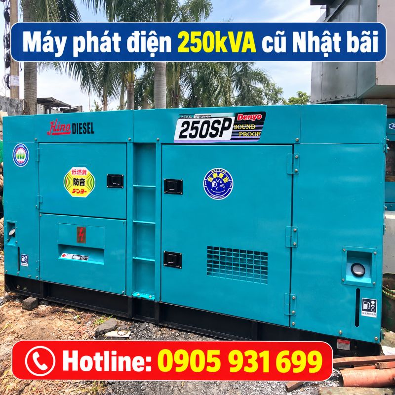 Máy phát điện 250kVA cũ Nhật bãi – Chạy dầu 3 pha, giá tốt TPHCM