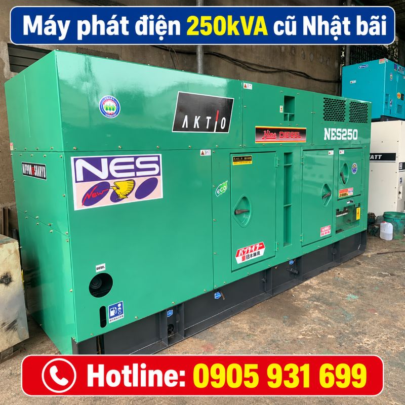 Máy phát điện 250kVA cũ Nhật bãi – Chạy dầu 3 pha, giá tốt TPHCM
