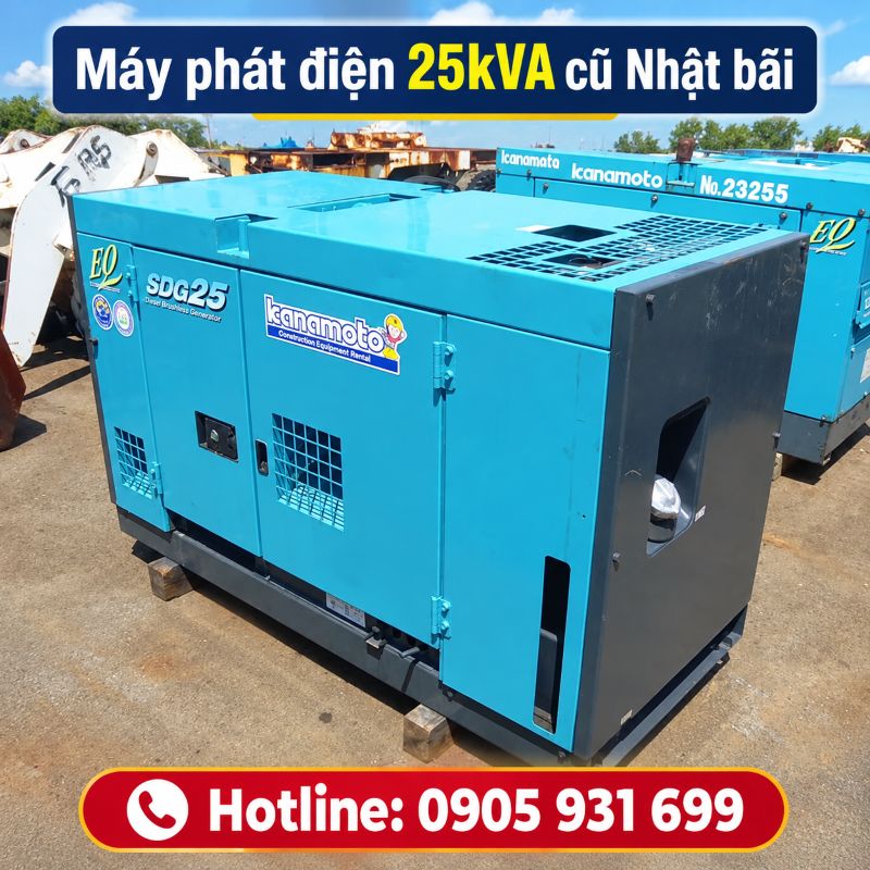 Máy phát điện 25kVA cũ Nhật bãi - Chạy dầu 3 pha, giá tốt TPHCM