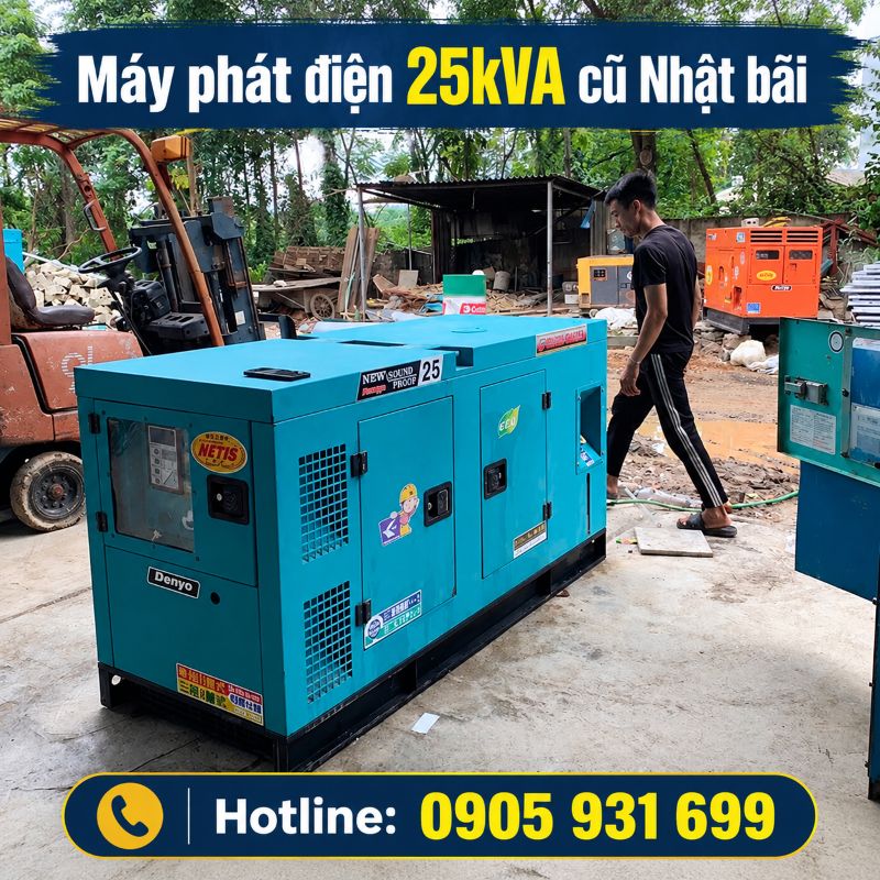 Máy phát điện 25kVA cũ Nhật bãi - Chạy dầu 3 pha, giá tốt TPHCM