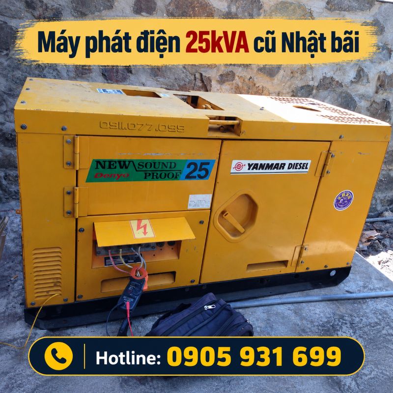 Máy phát điện 25kVA cũ Nhật bãi - Chạy dầu 3 pha, giá tốt TPHCM