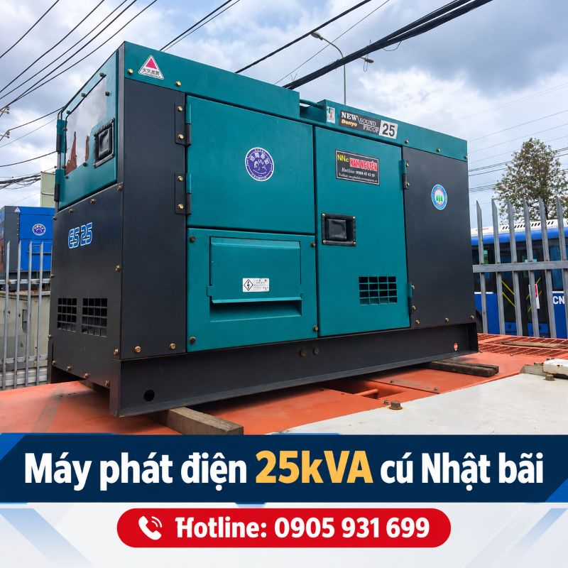 Máy phát điện 25kVA cũ Nhật bãi - Chạy dầu 3 pha, giá tốt TPHCM