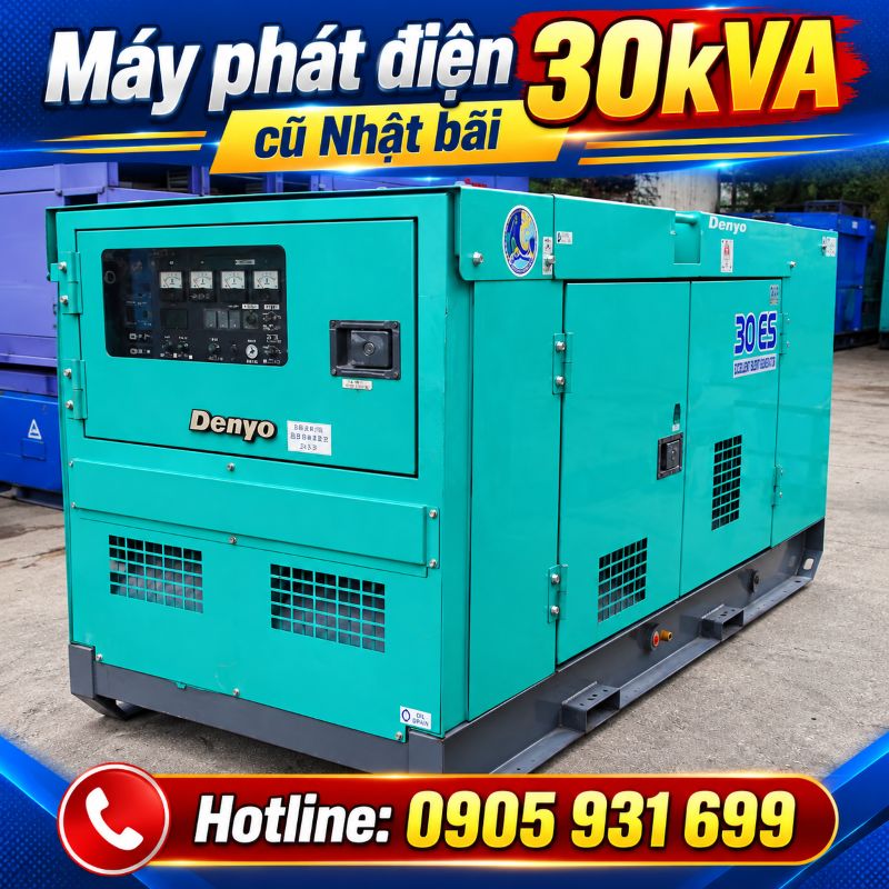 Máy phát điện 30kVA cũ Nhật bãi - Chạy dầu 3 pha, giá tốt TPHCM