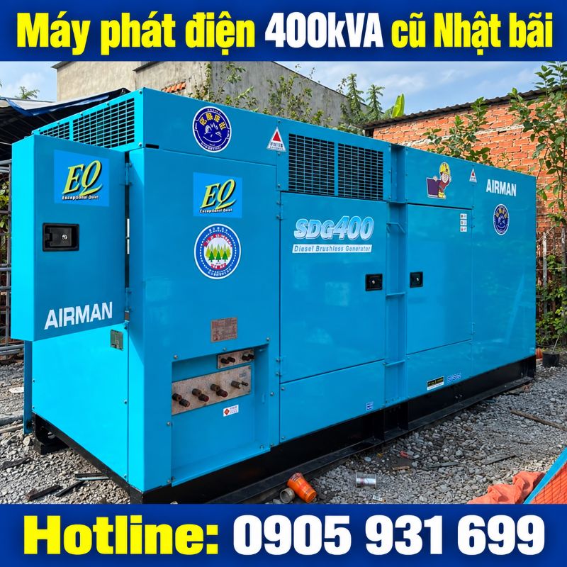 Máy phát điện 400kVA cũ Nhật bãi - Chạy dầu 3 pha, giá tốt TPHCM