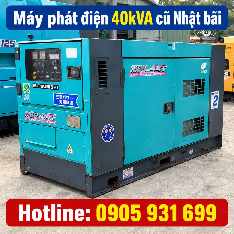 Máy phát điện 40kVA cũ Nhật bãi - Chạy dầu 3 pha, giá tốt TPHCM