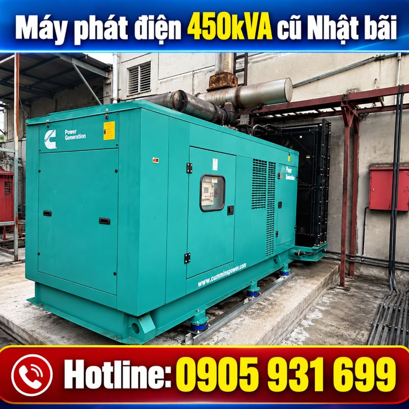 Máy phát điện 450kVA cũ Nhật bãi - Chạy dầu 3 pha, giá tốt TPHCM