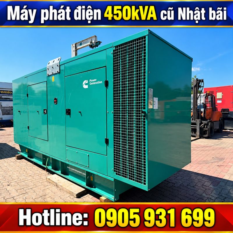 Máy phát điện 450kVA cũ Nhật bãi - Chạy dầu 3 pha, giá tốt TPHCM