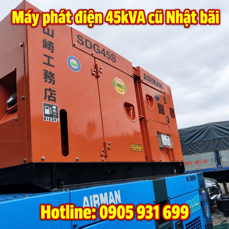 Máy phát điện 45kVA cũ Nhật bãi - Chạy dầu 3 pha, giá tốt TPHCM
