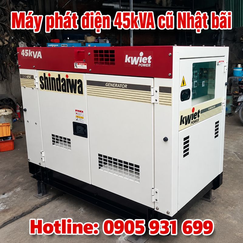 Máy phát điện 45kVA cũ Nhật bãi - Chạy dầu 3 pha, giá tốt TPHCM