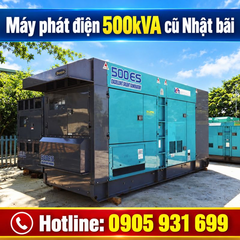 Máy phát điện 500kVA cũ Nhật bãi - Chạy dầu 3 pha, giá tốt TPHCM