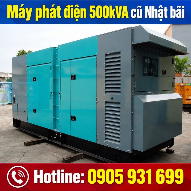 Máy phát điện 500kVA cũ Nhật bãi - Chạy dầu 3 pha, giá tốt TPHCM