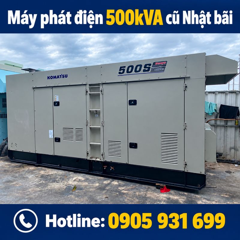 Máy phát điện 500kVA cũ Nhật bãi - Chạy dầu 3 pha, giá tốt TPHCM