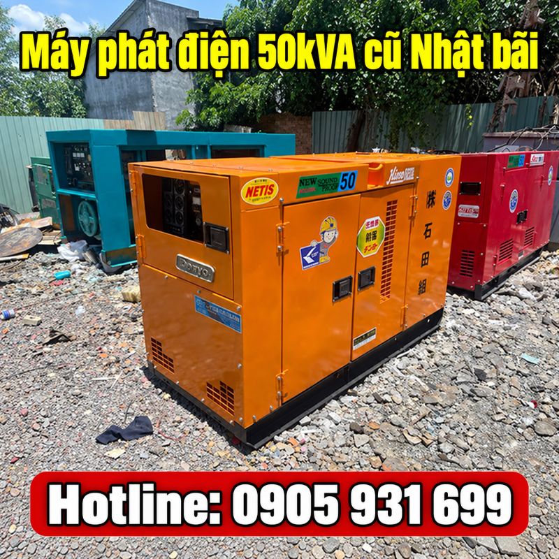Máy phát điện 50kVA cũ Nhật bãi - Chạy dầu 3 pha, giá tốt TPHCM