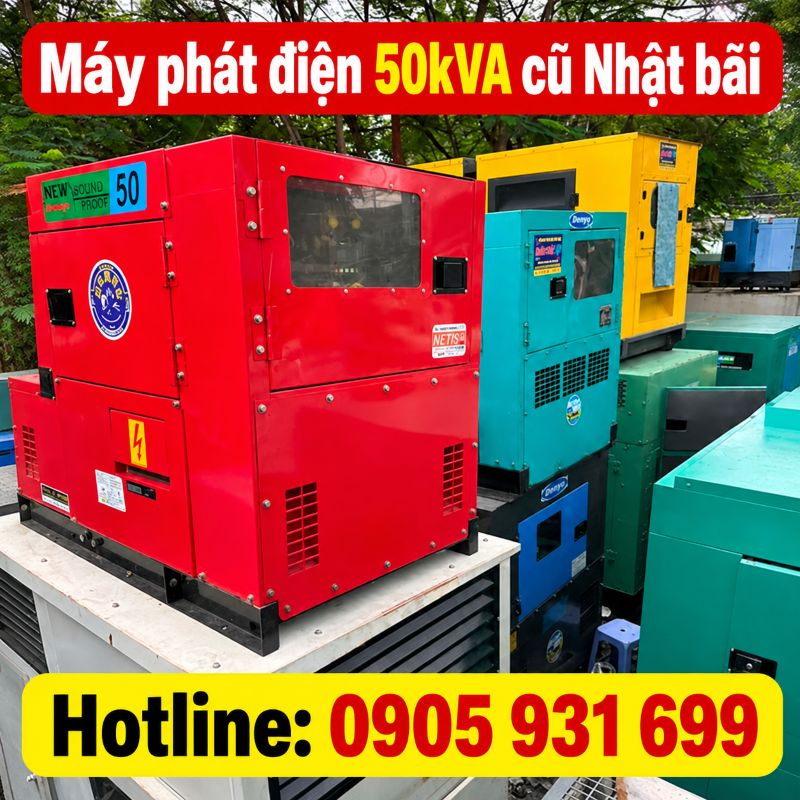 Máy phát điện 50kVA cũ Nhật bãi - Chạy dầu 3 pha, giá tốt TPHCM