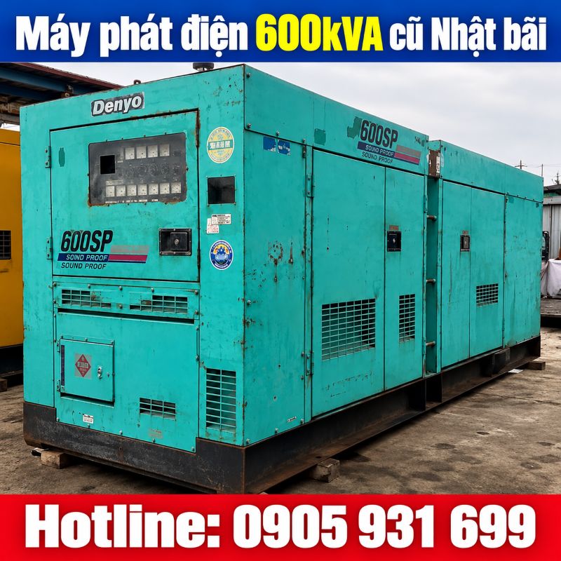 Máy phát điện 600kVA cũ Nhật bãi - Chạy dầu 3 pha, giá tốt TPHCM