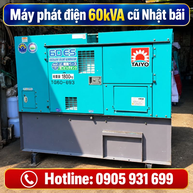 Máy phát điện 60kVA cũ Nhật bãi - Chạy dầu 3 pha, giá tốt TPHCM