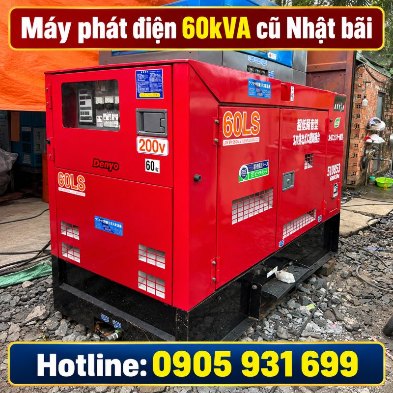 Máy phát điện 60kVA cũ Nhật bãi - Chạy dầu 3 pha, giá tốt TPHCM