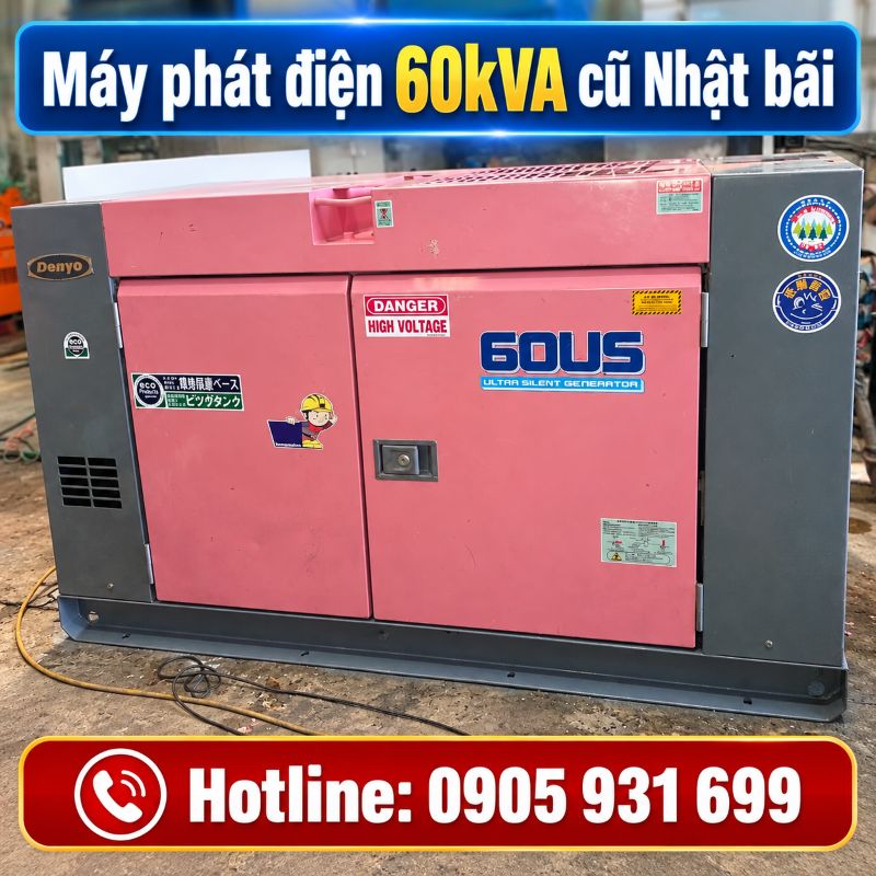 Máy phát điện 60kVA cũ Nhật bãi - Chạy dầu 3 pha, giá tốt TPHCM