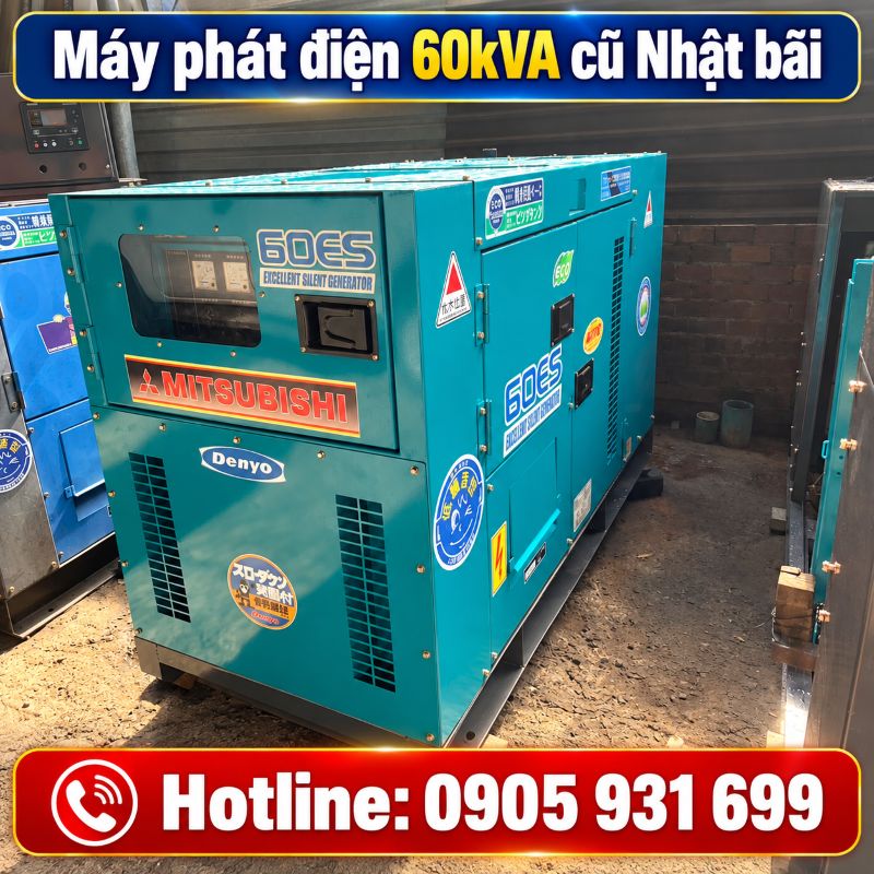 Máy phát điện 60kVA cũ Nhật bãi - Chạy dầu 3 pha, giá tốt TPHCM