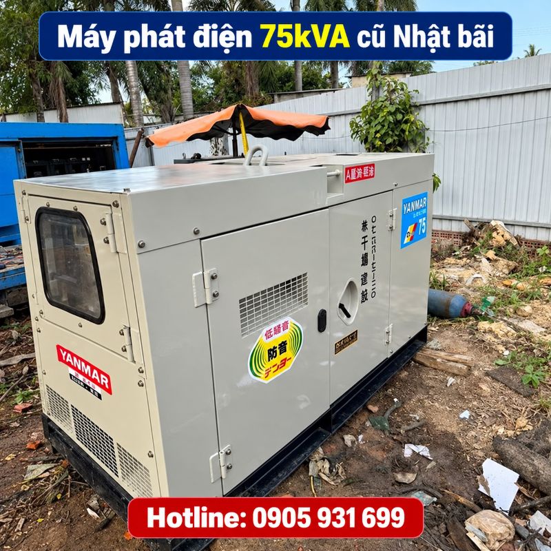 Máy phát điện 75kVA cũ Nhật bãi - Chạy dầu 3 pha, giá tốt TPHCM