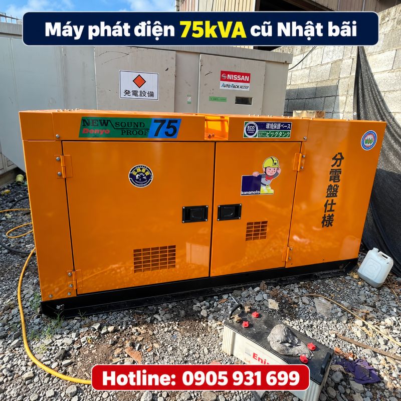 Máy phát điện 75kVA cũ Nhật bãi - Chạy dầu 3 pha, giá tốt TPHCM