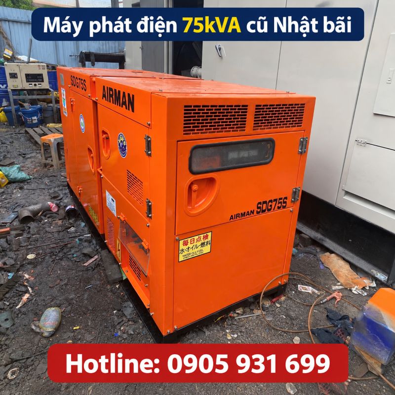 Máy phát điện 75kVA cũ Nhật bãi - Chạy dầu 3 pha, giá tốt TPHCM