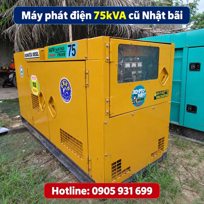 Máy phát điện 75kVA cũ Nhật bãi - Chạy dầu 3 pha, giá tốt TPHCM