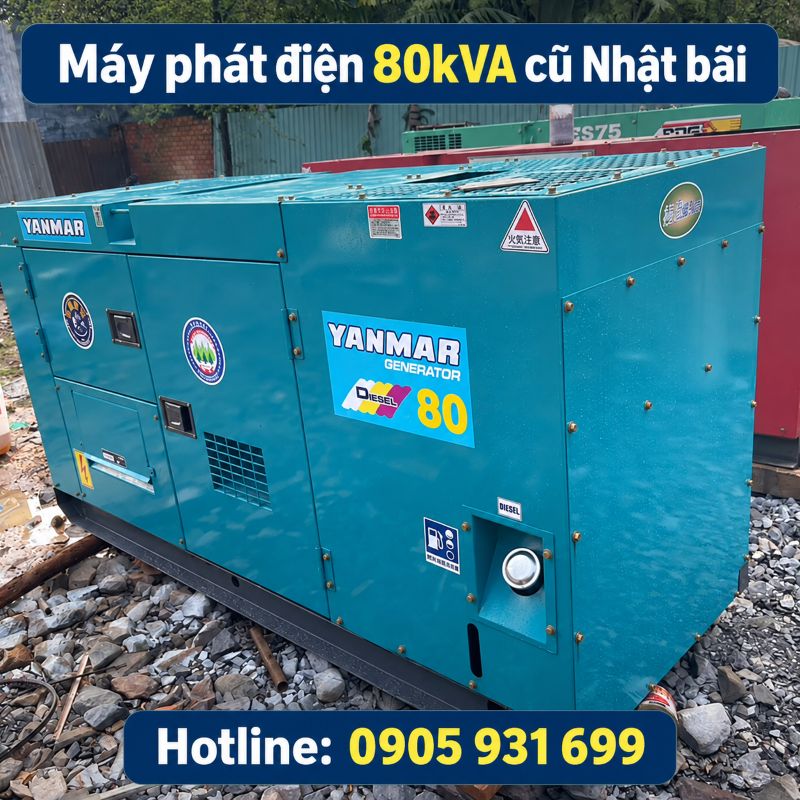 Máy phát điện 80kVA cũ Nhật bãi - Chạy dầu 3 pha, giá tốt TPHCM