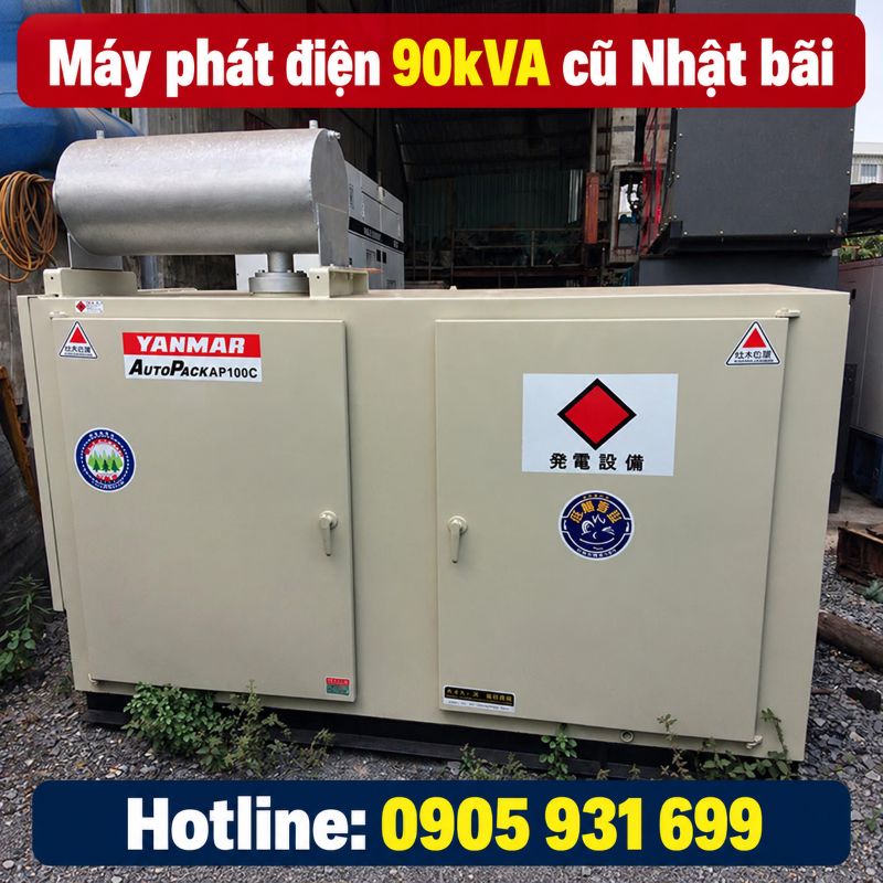 Máy phát điện 90kVA cũ Nhật bãi - Chạy dầu 3 pha, giá tốt TPHCM